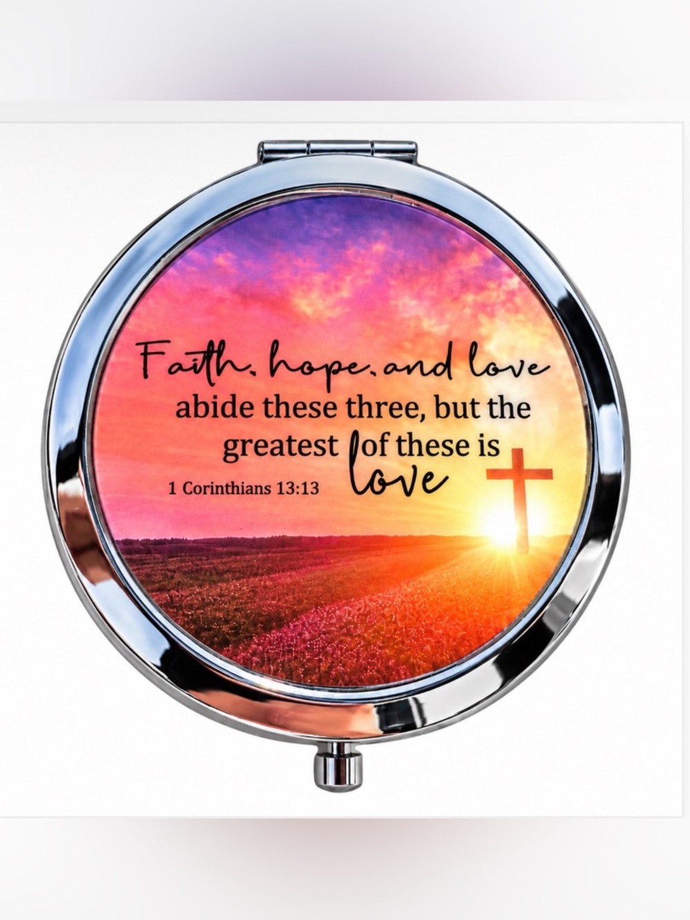 Christian Compact Mirror - Silver